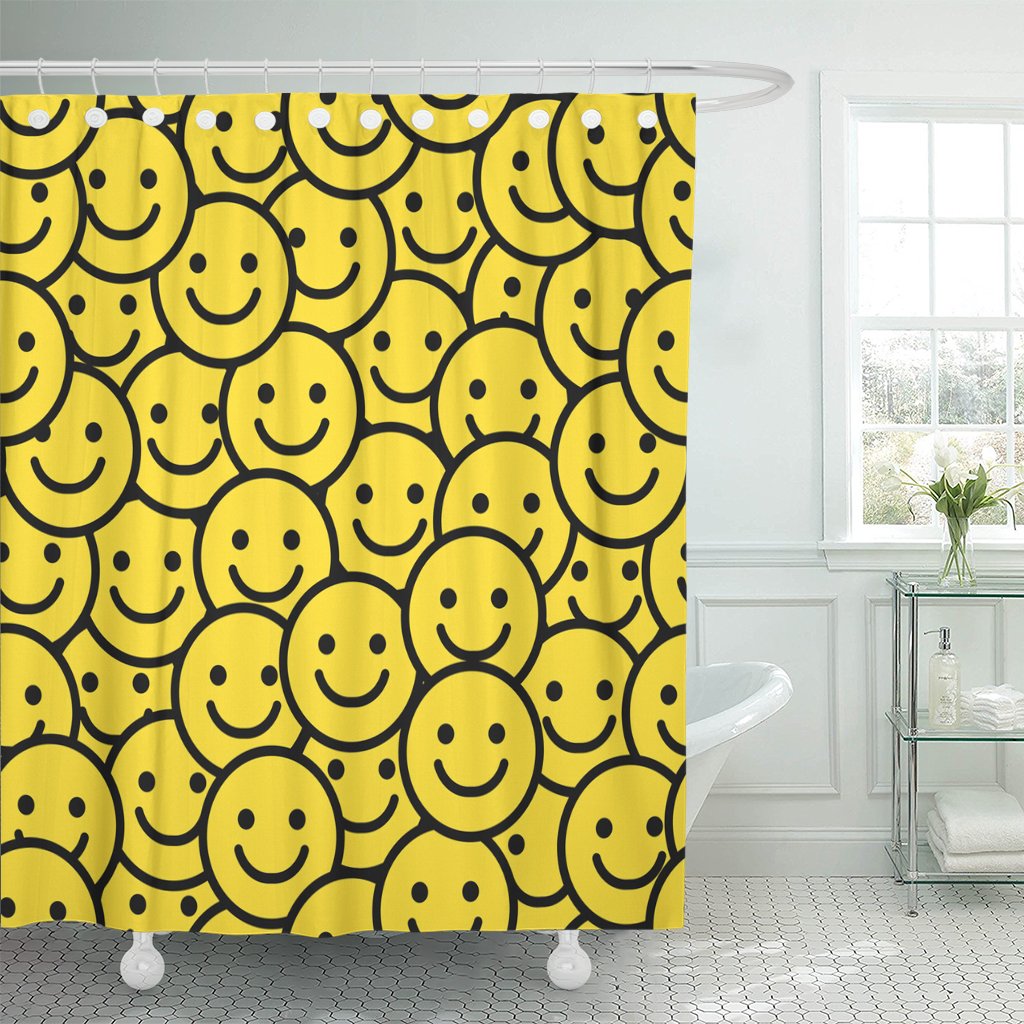 Shower Curtain Waterproof Polyester with Hooks / ニコちゃんシャワーカーテン
