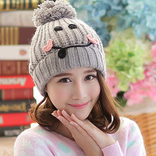 画像をギャラリービューアに読み込む, Handmade Knitted Cap for Women / ニコちゃんニットキャップ
